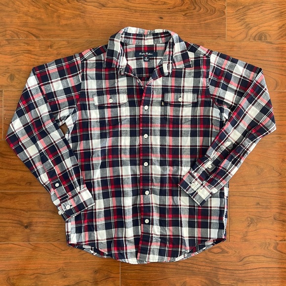 Brooks Brothers Blue and Red Boys Plaid Flannel Button Down Shirt - Picture 1 of 8